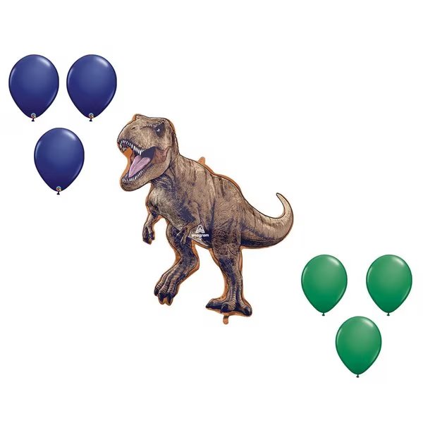 31 Inch Jurassic World Balloon Shape Set 6x latex, Loonballoon, Mfr#: 96014